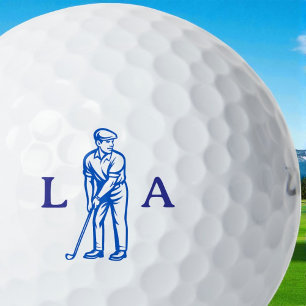 Blauer Golfer-Icon mit Serif-Initialen  Golfball