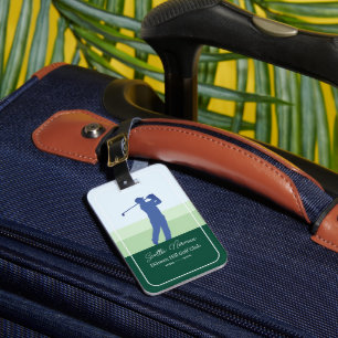 Blauer Golfer-Mann / Grüner Golfclub Gepäckanhänger