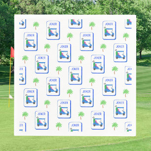 Blauer Golfwagen-Joker Mahjong Tropischer Palmenba Serviette