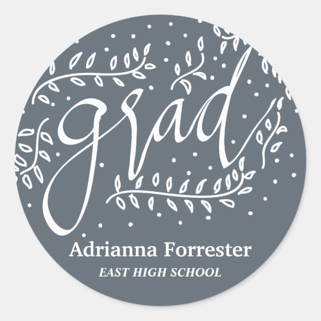 Blauer Grad Typografie Runder Aufkleber (Vorderseite)