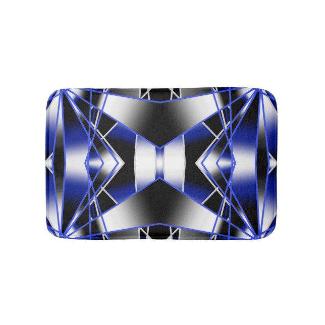 Blauer Gradient ausgefüllter mechanischer Zeichnen Badematte (Vorderseite)