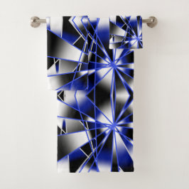 Blauer Gradient ausgefüllter mechanischer Zeichnen Badhandtuch Set