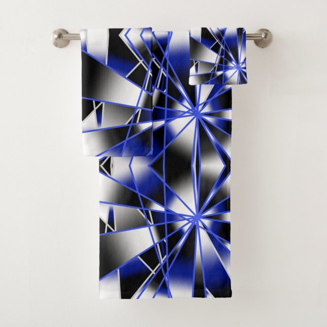 Blauer Gradient ausgefüllter mechanischer Zeichnen Badhandtuch Set (Insitu)