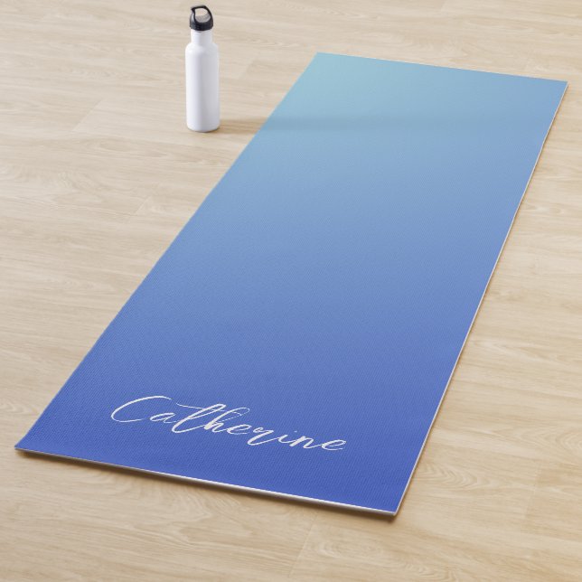 Blauer Gradient Moderner Minimaler Skripttyp Yogamatte (Beispiel)