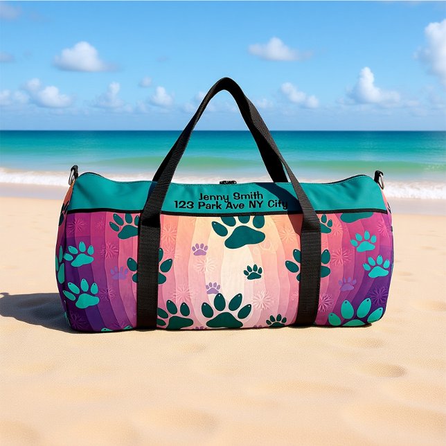 Blauer Gradient-Pfotenabdruck  Duffle Bag (Von Creator hochgeladen)