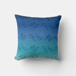 Blauer Gradient Streifen Blumenmuster Kissen