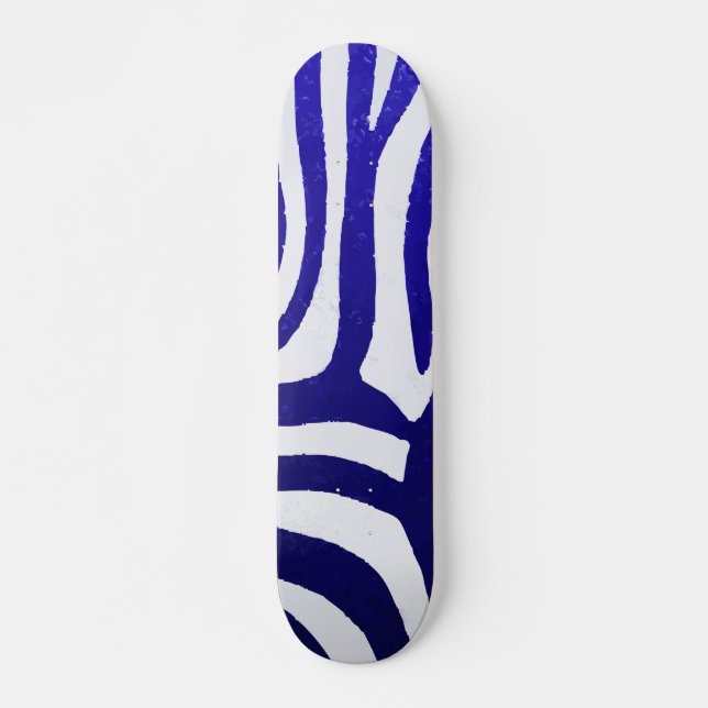 Blauer Gradient-Zebra-Streifen auf weißem modernen Skateboard (Vorne)