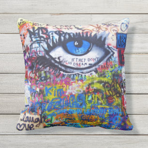 Blauer Graffiti-böser Blick Kissen