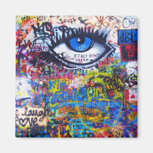 Blauer Graffiti-böser Blick Magnet