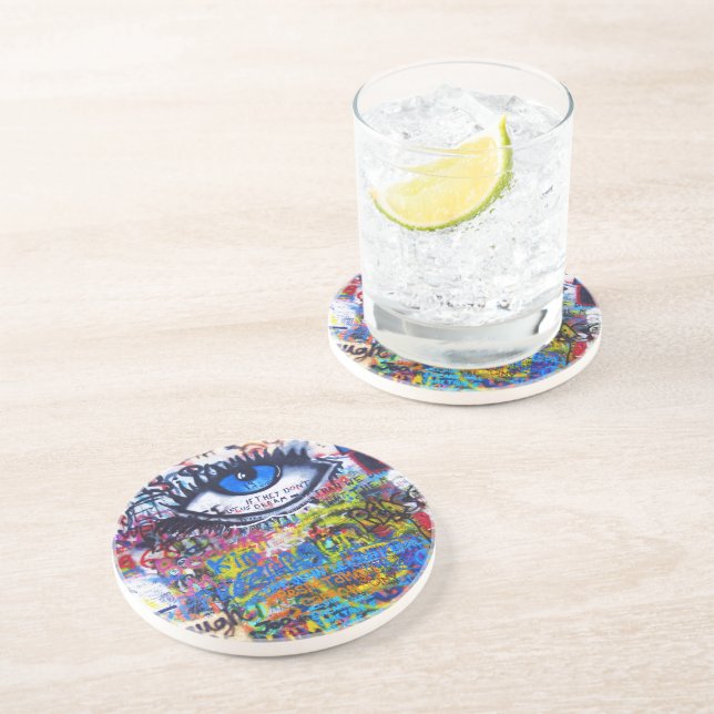 Blauer Graffiti-böser Blick Untersetzer (Seite)