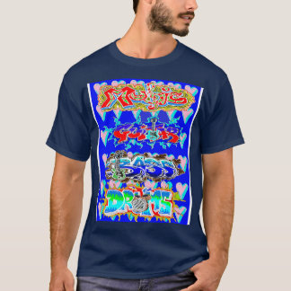 blauer Graffiti-Musik-Aufkleber T-Shirt