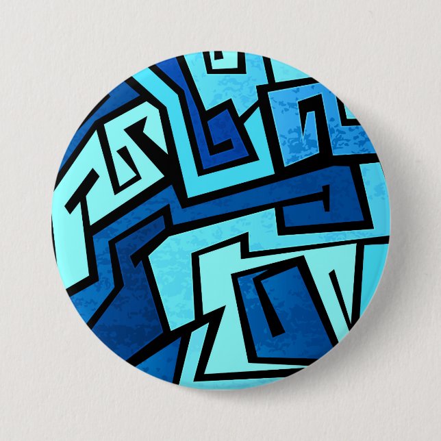 Blauer Graffitientwurf Button (Vorderseite)