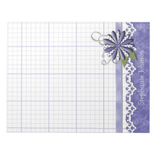 Blauer Graph Paper Floral Notizblock