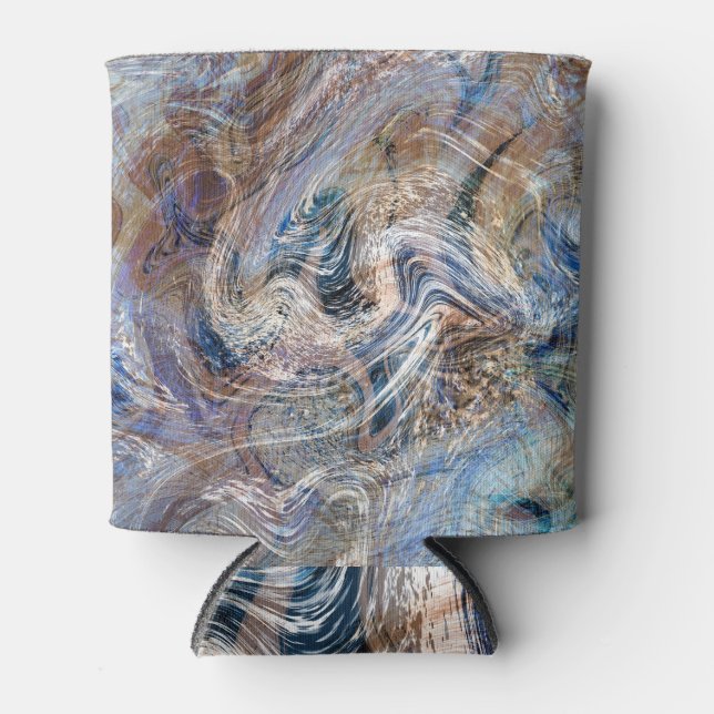 Blauer Grau Fluid Marbling Illustration Dosenkühler (Vorderseite)