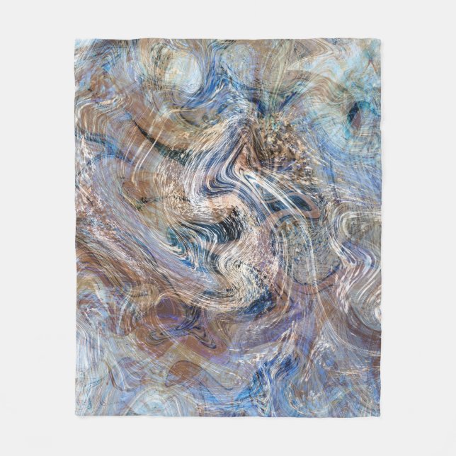 Blauer Grau Fluid Marbling Illustration Fleecedecke (Vorderseite)