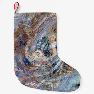 Blauer Grau Fluid Marbling Illustration Kleiner Weihnachtsstrumpf