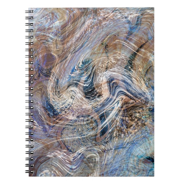 Blauer Grau Fluid Marbling Illustration Notizblock (Vorderseite)