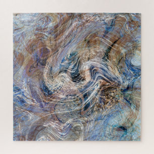 Blauer Grau Fluid Marbling Illustration Puzzle