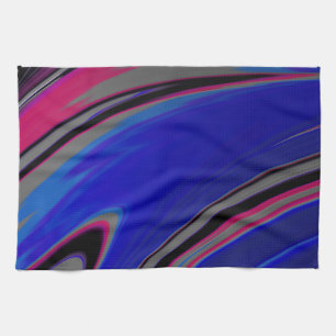 Blauer Grau Magenta Fraktal Swirl Geschirrtuch