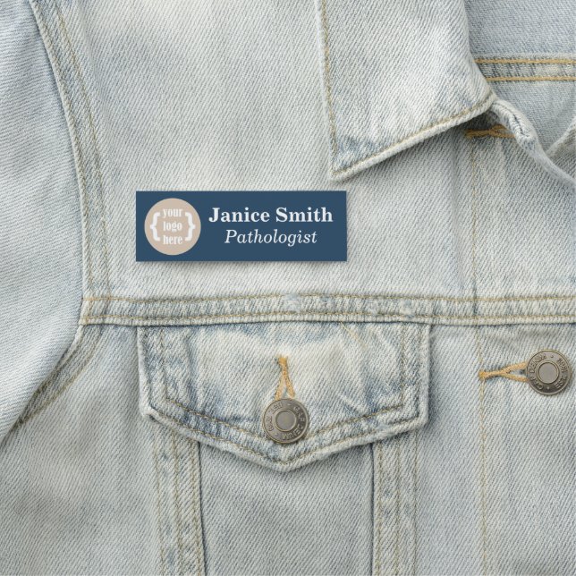 Blauer Grau, Markenname mit Logo Namensschild (Beispiel)