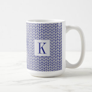 BLAUER GRAU STRICK Tall Weiße Tasse + Ursprünglich