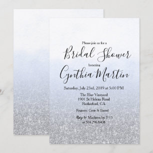 Blauer Graue Bridal Dusche Einladung