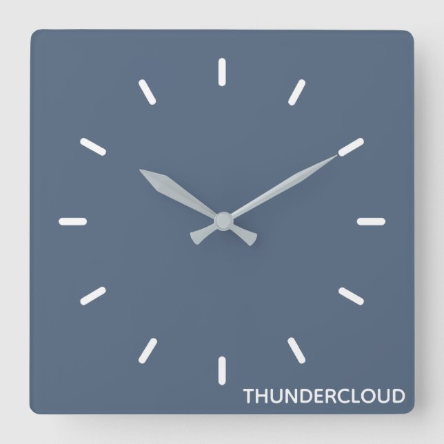 Blauer Graue Farbe von Thundercloud Quadratische Wanduhr (Vorderseite)