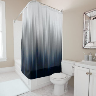 Blauer grauer Asymmetrischer Pleatstreifen Duschvorhang