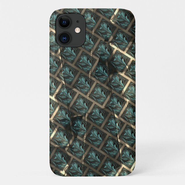 Blauer grauer Backstein-Effekt unter dunkler Stell Case-Mate iPhone Hülle (Rückseite)