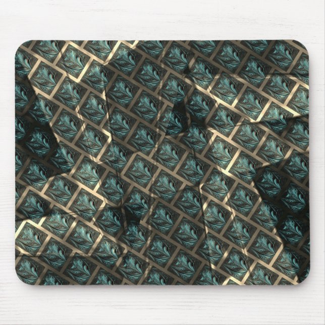 Blauer grauer Backstein-Effekt unter dunkler Stell Mousepad (Vorne)