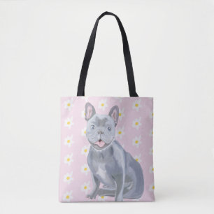 Blauer Grauer Bulldog mit Daisies