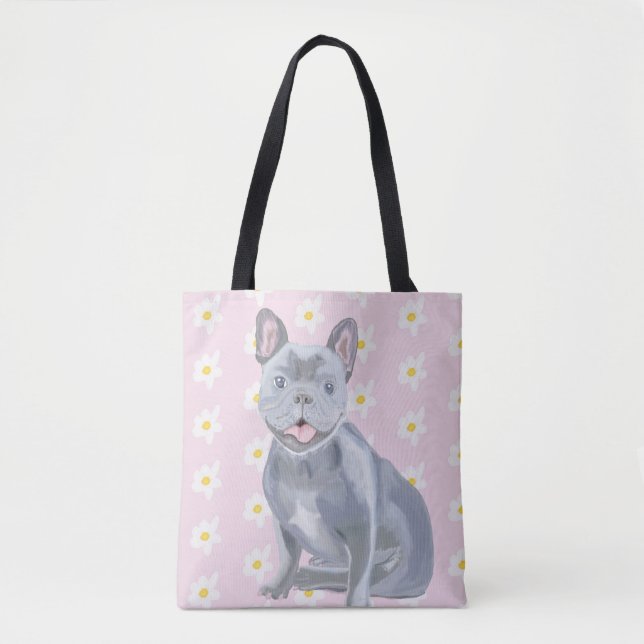 Blauer Grauer Bulldog mit Daisies (Vorderseite)