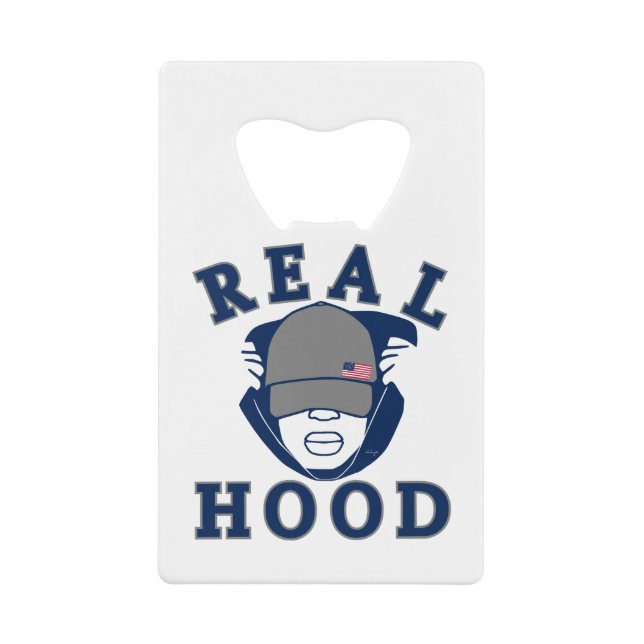 blauer Grauer ECHTER HOOD TYP IN HOODIE Geldbeutel Flaschenöffner (Vorderseite)