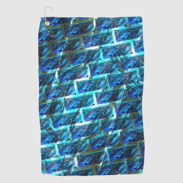 Blauer grauer, gerber oder gelber Ziegeleffekt Golfhandtuch (Vorderseite)