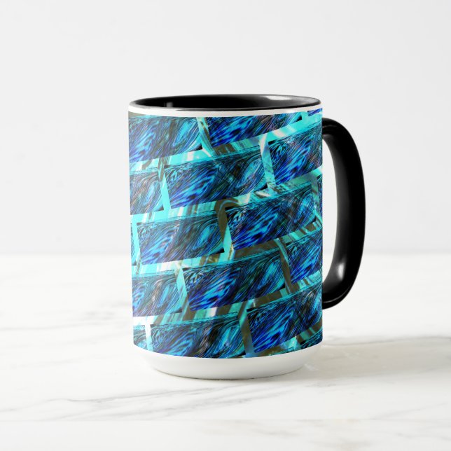 Blauer grauer, gerber oder gelber Ziegeleffekt Tasse (VorderseiteRechts)