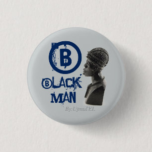 Blauer/grauer Knopf des schwarzen Mannes Button