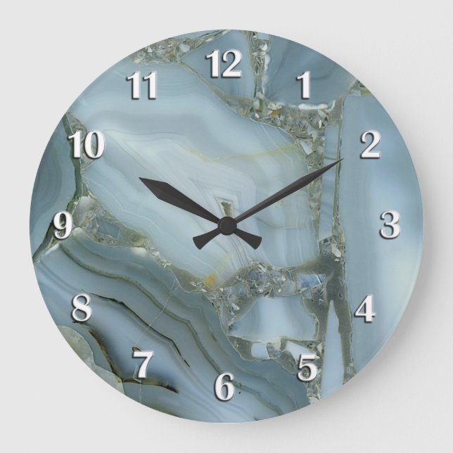 Blauer grauer Marmor mit Goldvene Große Wanduhr (Vorderseite)