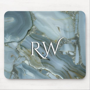 Blauer grauer Marmor mit Goldvene Mousepad