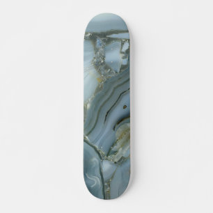 Blauer grauer Marmor mit Goldvene Skateboard