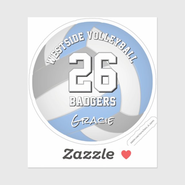 Blauer Grauer Volleyballclub Farben Name des Athle Aufkleber (Blatt)