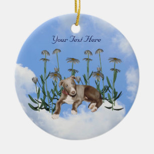 Blauer Grauhund Welpe Blume Hunde Ornament