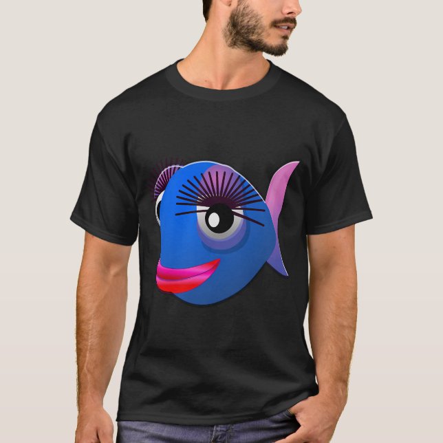 Blauer Großartiger Fisch-Emoji T-Shirt (Vorderseite)