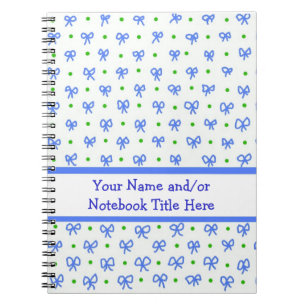 Blauer/grün/weiße Bows SpiralNotebook individuell Notizblock