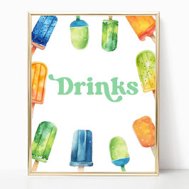 Blauer grüner Orangen Popsicle Party Drinks Tafelz Poster