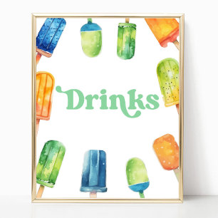 Blauer grüner Orangen Popsicle Party Drinks Tafelz Poster