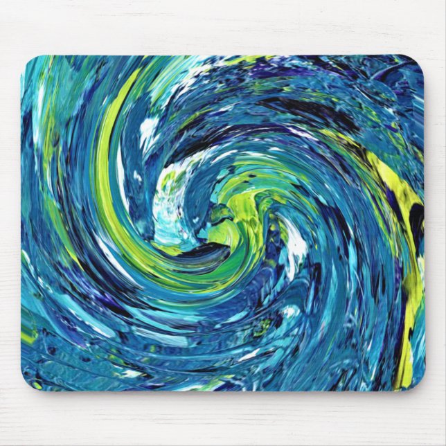 Blauer grüner Swirl Gel Mousepad (Vorne)
