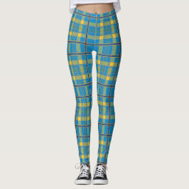 Blauer, grüner und gelber Tartan Leggings