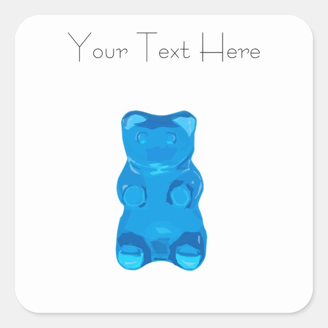 Blauer Gummybear Illustration Quadratischer Aufkleber (Vorderseite)