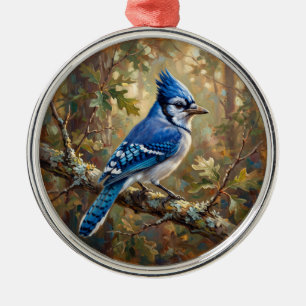 Blauer Häher Ornament Aus Metall