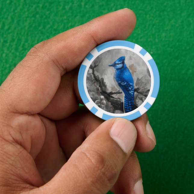Blauer Häher Poker Chip (Hand)